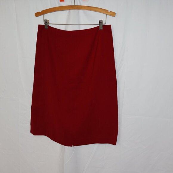 Unbranded Lined Polyester Skirt Kick Pleat Side Zip Hidden Cranberry - Picture 9 of 11